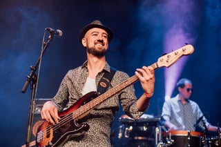 Bass guitar purple lighting