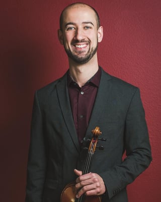 Musician with violin burgundy