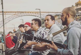 Brass musicians outdoors